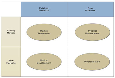 quadrant of growth that is a simple adaptation of the Ansoff Matrix